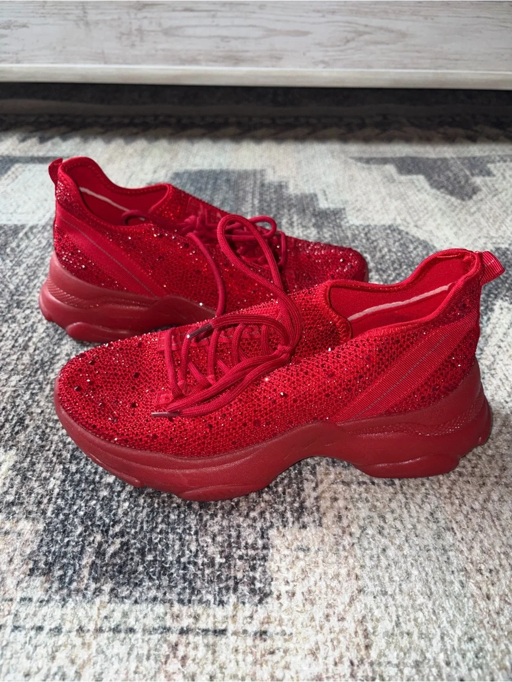 Red rhinestone sneakers